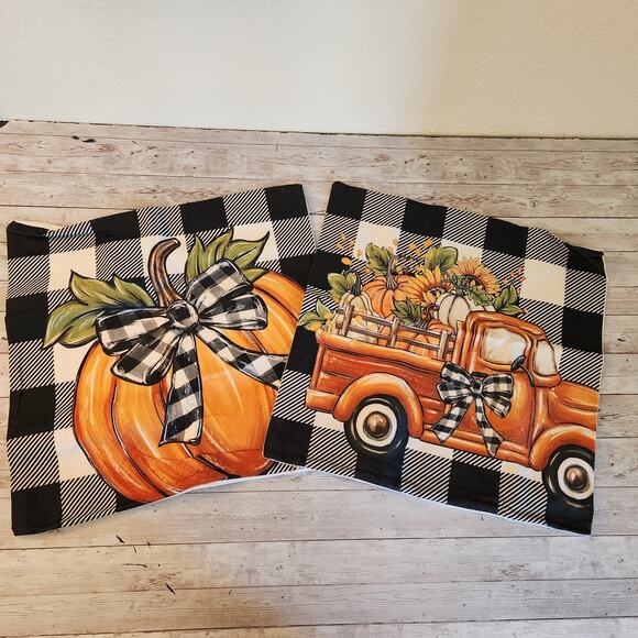 Set of Four Fall Themed Throw Pillow Covers 18x18 NEW - Picture 2 of 7